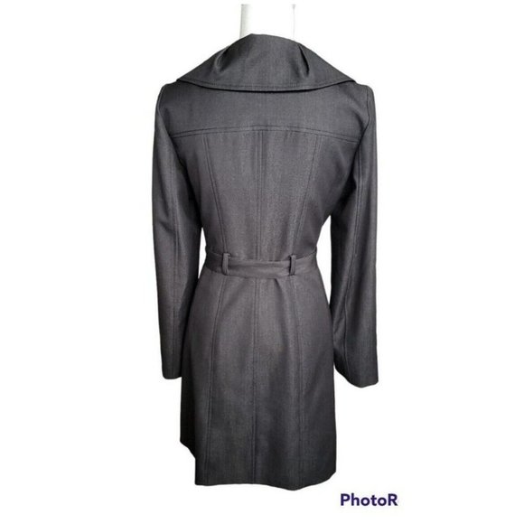 TAHARI Womens Black Long Sleeve Full Zip Belted Trench Coat Small - Picture 3 of 7